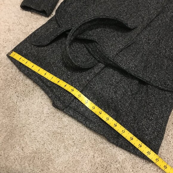 Hooded Button Up Charcoal Grey Cotton Blend Tie Waist Coat - Picture 13 of 15